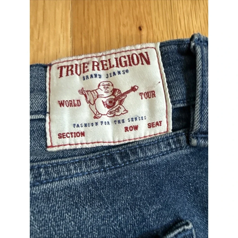 True‎ Religion Rocco Jeans Mens 32x28 Relaxed Skinny Biker Moto Distressed Denim
